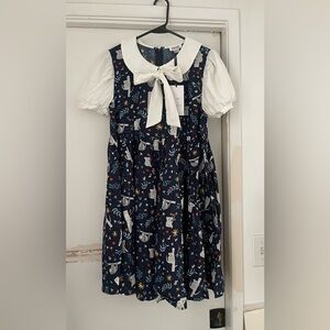 NWT Unique Vintage Arden Babydoll navy Koala and sloth dress - L